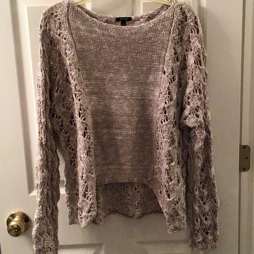 XL beige/white loose knit sweater